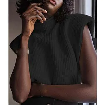 Stylish Women's Shoulder Pad Sleeveless Sweater Vest