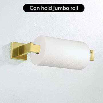 WINCASE Gold Bathroom Towel Holder, Wall Towel Ring, Brushed Brass Towel Rack Champagne SUS 304 Stainless Steel Concealed Installtion