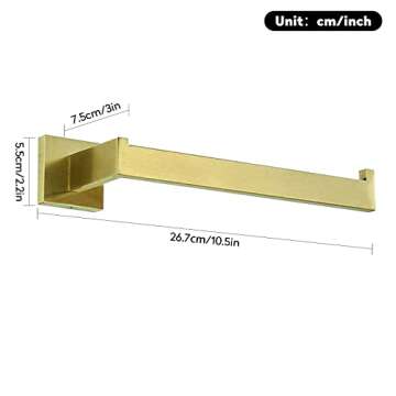 WINCASE Gold Bathroom Towel Holder, Wall Towel Ring, Brushed Brass Towel Rack Champagne SUS 304 Stainless Steel Concealed Installtion