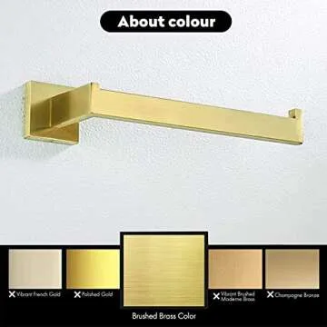 WINCASE Gold Bathroom Towel Holder, Wall Towel Ring, Brushed Brass Towel Rack Champagne SUS 304 Stainless Steel Concealed Installtion