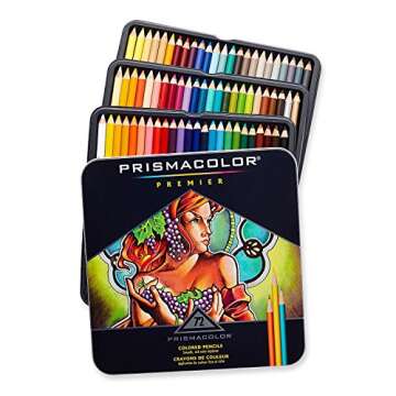 Prismacolor Colored Pencils Box of 72 Assorted Colors, Triangular Scholar Pencil Eraser and Premier ...
