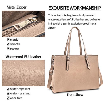 Laptop Bag for Women Lightweight Waterproof Leather 15.6"