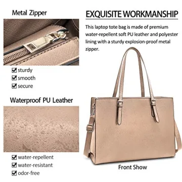 Laptop Bag for Women Lightweight Waterproof Leather 15.6"