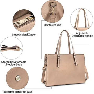 Laptop Bag for Women Lightweight Waterproof Leather 15.6"