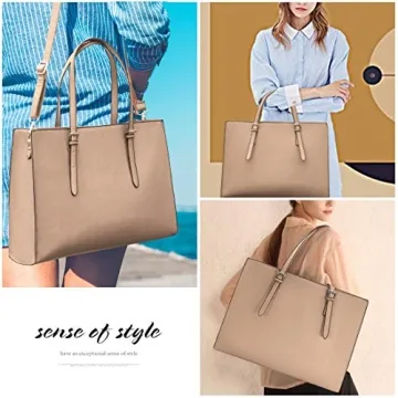 Laptop Bag for Women Lightweight Waterproof Leather 15.6"