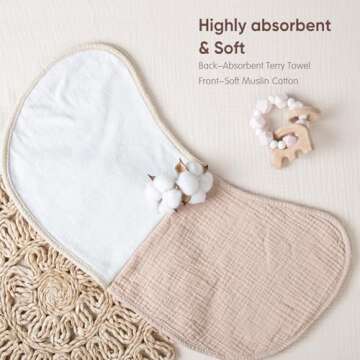 lulumoon Muslin Burp Cloths for Babies: 100% Soft Cotton Large Burping Cloths - Neutral Baby Burp Rags for Boy and Girl - Absorbent Burp Cloth for Spit-Ups 6 Pack