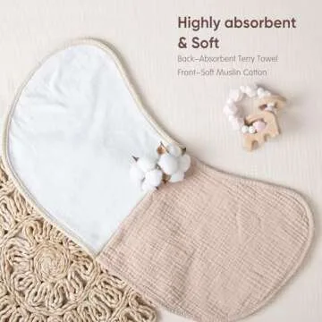 lulumoon Muslin Burp Cloths for Babies: 100% Soft Cotton Large Burping Cloths - Neutral Baby Burp Rags for Boy and Girl - Absorbent Burp Cloth for Spit-Ups 6 Pack