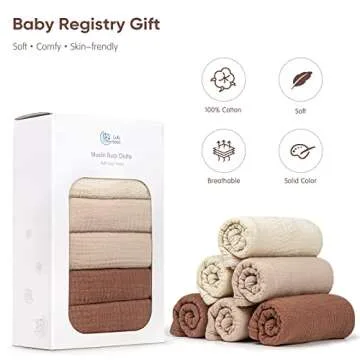 lulumoon Muslin Burp Cloths for Babies: 100% Soft Cotton Large Burping Cloths - Neutral Baby Burp Rags for Boy and Girl - Absorbent Burp Cloth for Spit-Ups 6 Pack