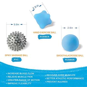 Massage Balls for Myofascial Release, Deep Tissue Massage, Trigger Point Therapy - 6 Different Mobility Balls Targeted for Whole Body Muscle Relief, Plantar Fasciitis, Physical Therapy