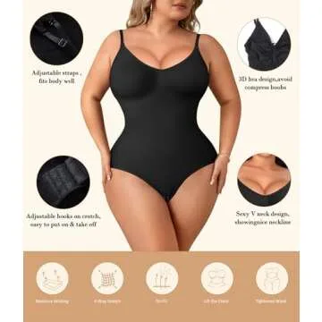 Women's Slimming Bodysuit Shapewear with Tummy Control, Spaghetti Straps - Irisnaya