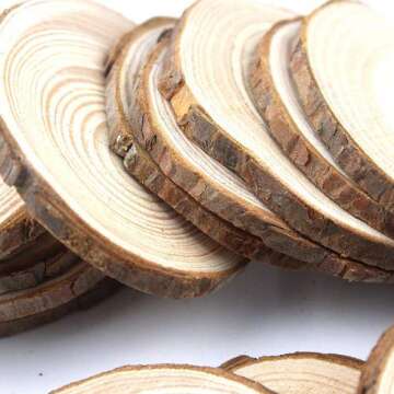 Natural Wood Slices 10 Pcs 4"-4.7" Craft Wood Slices Unfinished Wooden Circles Wood Coasters Great for Arts and Crafts Christmas Ornaments DIY Crafts