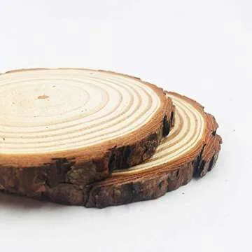 Natural Wood Slices 10 Pcs 4"-4.7" Craft Wood Slices Unfinished Wooden Circles Wood Coasters Great for Arts and Crafts Christmas Ornaments DIY Crafts