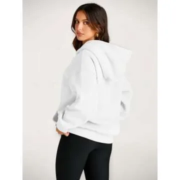 Trendy Queen Womens Oversized Hoodies Fleece Sweatshirts Sweaters Spring Outfits 2025 Pullover Fall Winter Clothes White S