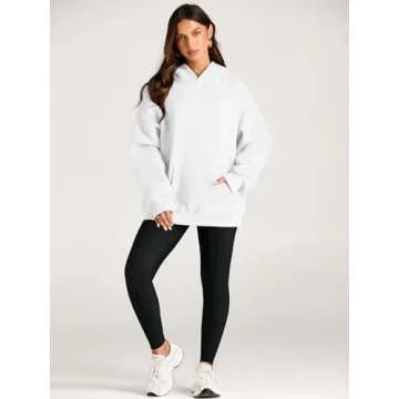 Trendy Queen Womens Oversized Hoodies Fleece Sweatshirts Sweaters Spring Outfits 2025 Pullover Fall Winter Clothes White S