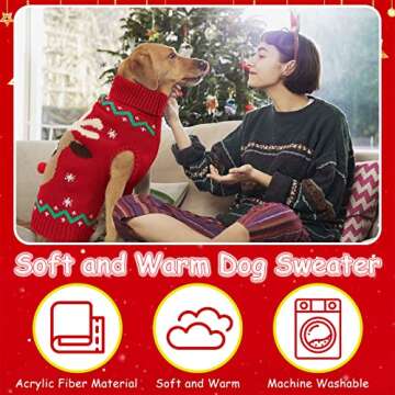 YUEPET Christmas Dog Sweater with Leash Hole, L Size