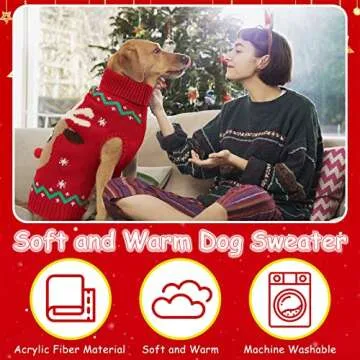 YUEPET Christmas Dog Sweater with Leash Hole, L Size