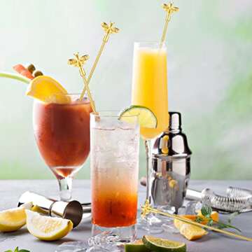 Bumble Bee Cocktail Stirrers - 4Pcs Stainless Steel Set