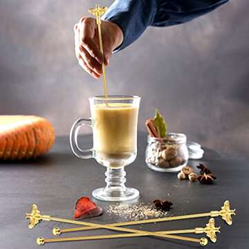 Bumble Bee Cocktail Stirrers - 4Pcs Stainless Steel Set