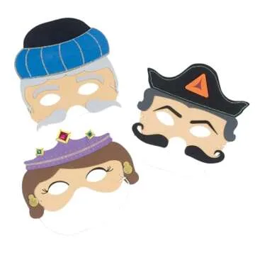 Rite Lite Purim Masks For Kids Gift Set of 3 - Dress Up! Jewish Holiday Party Favors Decorations Goodie Bag Rewards Educational Arts & Crafts Accessories Esther, Haman, & Mordechai for Hours of Fun!