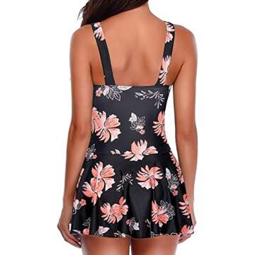 Yonique Modest Tummy Control Vintage Swimdress for Women