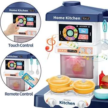 LZZAPJ Kids Play Kitchen Playset, Toddler Toy Kitchen with Remote Control Lights and Music,Pretend S...