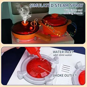 LZZAPJ Kids Play Kitchen Playset, Toddler Toy Kitchen with Remote Control Lights and Music,Pretend Steam and Play Sink, Blue Kitchen Accessories Set for Kid, Birthday for Boy Girl