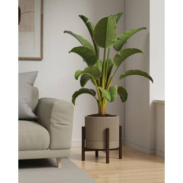 Carrward Ceramic Planter Pot with Stand, 7.3 Inch Modern Design