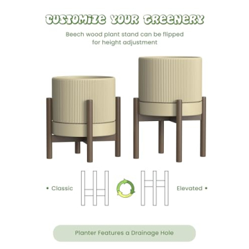 Carrward Ceramic Planter Pot with Stand, 7.3 Inch Modern Design