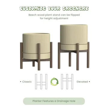 Carrward Ceramic Planter Pot with Stand, 7.3 Inch Modern Design