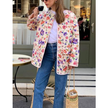 Stylish Yimoon Women's Quilted Floral Puffer Jacket Lightweight Winter Coat