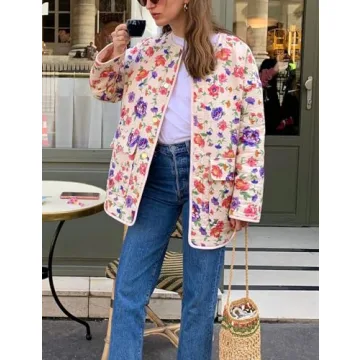 Stylish Yimoon Women's Quilted Floral Puffer Jacket Lightweight Winter Coat