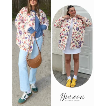 Stylish Yimoon Women's Quilted Floral Puffer Jacket Lightweight Winter Coat