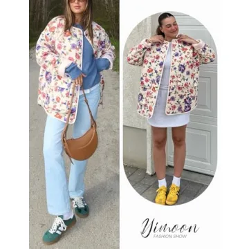 Stylish Yimoon Women's Quilted Floral Puffer Jacket Lightweight Winter Coat