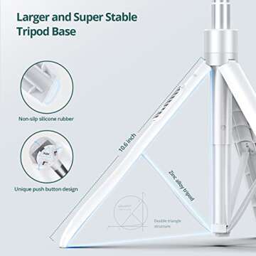 ATUMTEK 65" Selfie Stick Tripod, All in One Extendable Phone Tripod Stand with Bluetooth Remote 360° Rotation for iPhone and Android Phone Selfies, Video Recording, Vlogging, Live Streaming, White