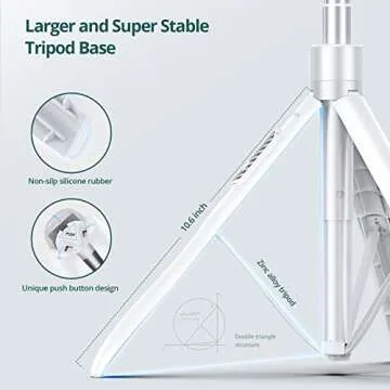 ATUMTEK 65" Selfie Stick Tripod, All in One Extendable Phone Tripod Stand with Bluetooth Remote 360° Rotation for iPhone and Android Phone Selfies, Video Recording, Vlogging, Live Streaming, White