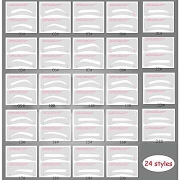 EBANKU 24 Pairs Eyebrow Stencils, 24 Styles Non-Woven Eyebrow Shaping Stencils, Eyebrows Grooming St...