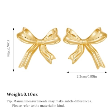 HESSAWELL Gold Bow Stud Earrings for Women Fashion Accessories