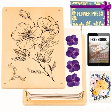 Berstuk Wooden Flower Press for Adults and Teens - Expert Tutorials Included - Large Flower Press Ki...