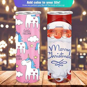 stonechic Sublimation White Straight Skinny Tumbler 20oz for Heat Transfer,Sublimation Blanks, Double Wall Insulated Tumbler with Heat Resistant Tape & Shrink Wrap Sleeve | Vinyl DIY Gifts - 6 Pack