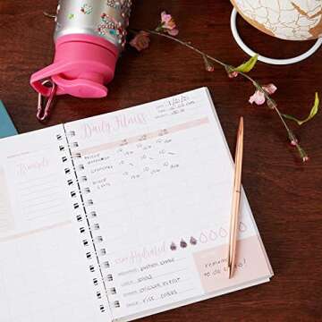 Fitness Tracker Journal for Women, Pink Workout Notebook (6 x 8 Inches)