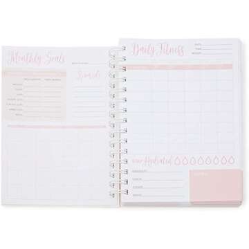 Fitness Tracker Journal for Women, Pink Workout Notebook (6 x 8 Inches)