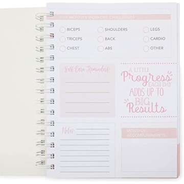 Fitness Tracker Journal for Women, Pink Workout Notebook (6 x 8 Inches)