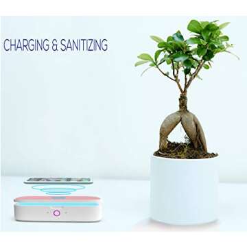 UV Light Sanitizer/Qi-Certified 15W Fast Wireless Charger/Phone Sanitizer/Cell Phone UV Sterilizer/Phone Cleaner/UV Sanitizer Box/EPA Est.No.98629-CHN-1 (Pink)