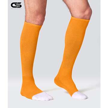 CELERSPORT 2 Pack Baseball Soccer Softball Socks For Youth Kids Men Women Multi-sport Tube Socks Gold X-Large