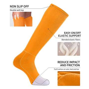 CELERSPORT 2 Pack Baseball Soccer Softball Socks For Youth Kids Men Women Multi-sport Tube Socks Gold X-Large