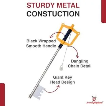 Giant Metal Fantasy Golden Key Sword - 34 Inch Collector's Prop