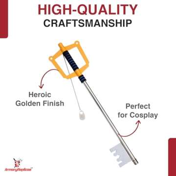 Giant Metal Fantasy Golden Key Sword - 34 Inch Collector's Prop