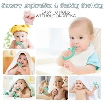 WAJIAYON Baby Teething Toys for Babies 3-6 Months Set of 12,Baby Toys 6 to 12 Months,2 Baby Fruit Feeders for Baby Teether Relief Soothing Sore Gums Chew Infant Toys, Freezer BPA Free