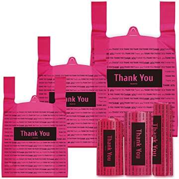 Zonon 200 Pieces Thank You Shopping Bags in 3 Sizes Plastic Bags with Handle Boutique Shopping Bags(...