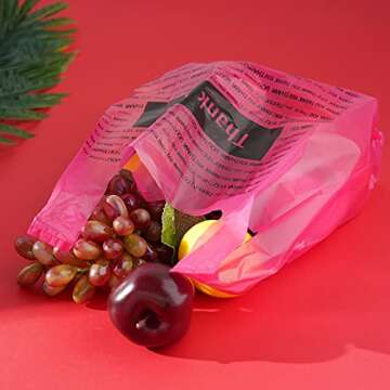 Zonon 200 Pieces Thank You Shopping Bags in 3 Sizes Plastic Bags with Handle Boutique Shopping Bags(Rose Red)